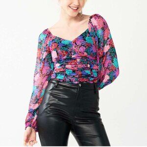 Pink Floral Sweetheart Neckline